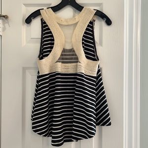 Cropped off-white and black griped tank top